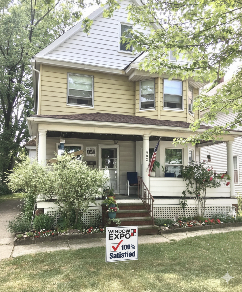 Newly installed windows and doors at the Surniak home in Lakewood, Ohio.