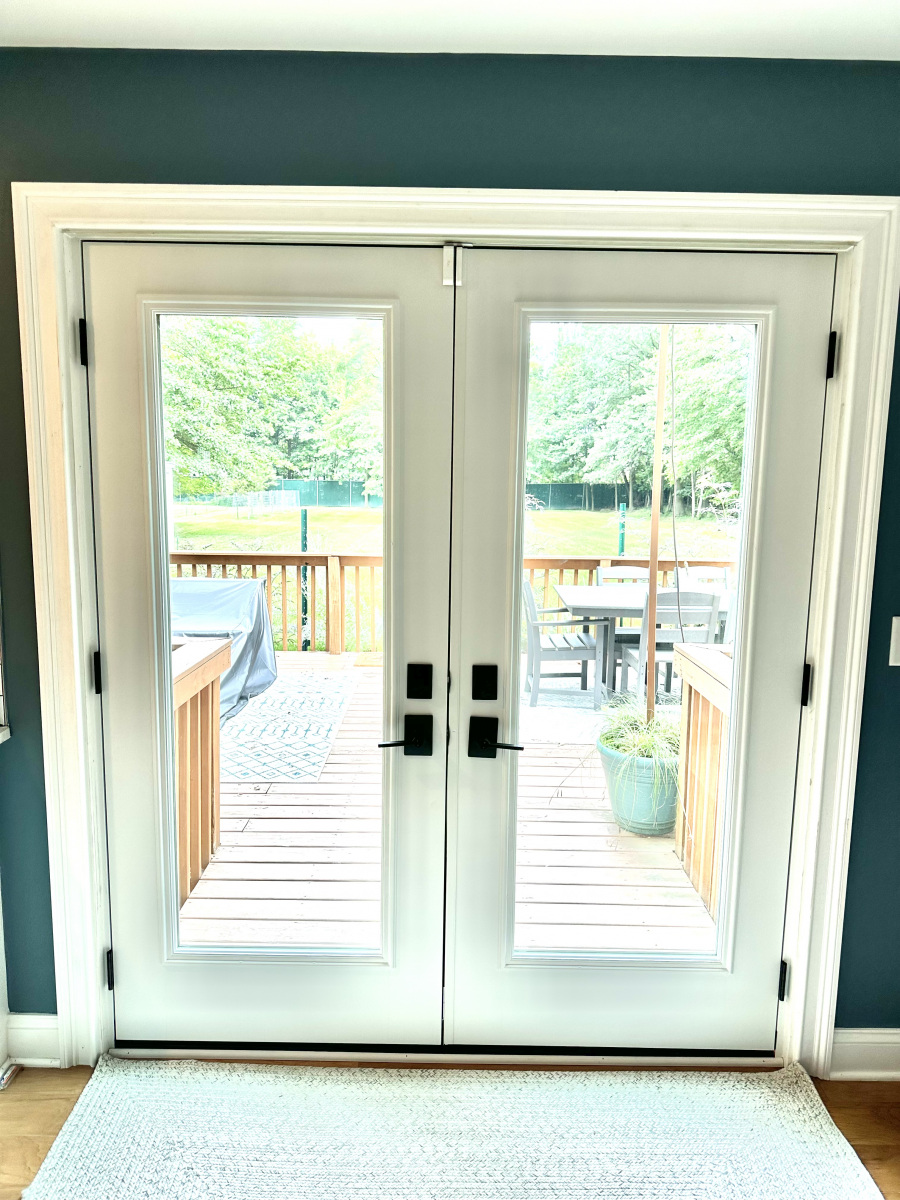 Beautiful French entry door replacement transforming a Westlake home's entrance.